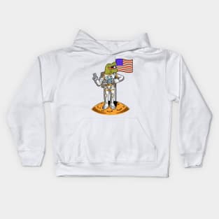 Astronaut T Rex Holding USA Flag Kids Hoodie